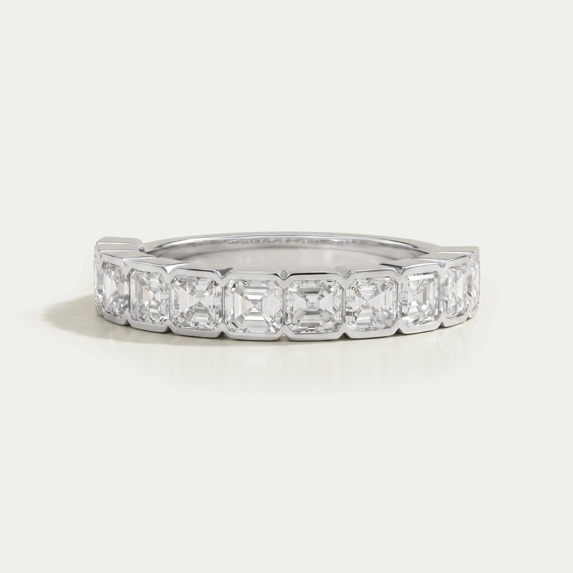 Asscher Cut Lab Diamond Half Eternity Wedding Band