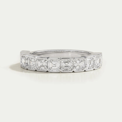 Asscher Cut Lab Diamond Half Eternity Wedding Band
