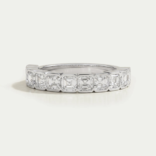 Asscher Cut Lab Diamond Half Eternity Wedding Band