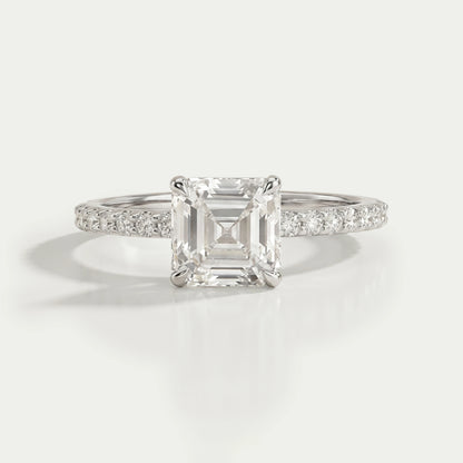Asscher Lab Diamond Hidden Halo Accent Ring
