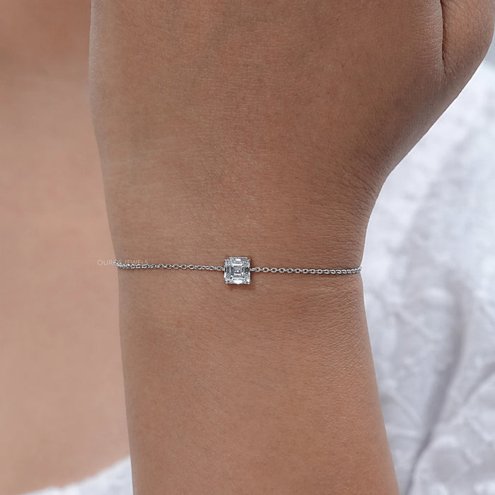 Brilliant Asscher Cut Diamond Solitaire Bracelet