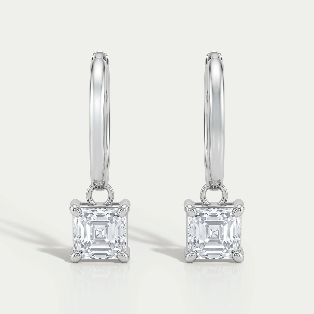 Asscher Lab Diamond Dangle Hoop Earrings Earrings
