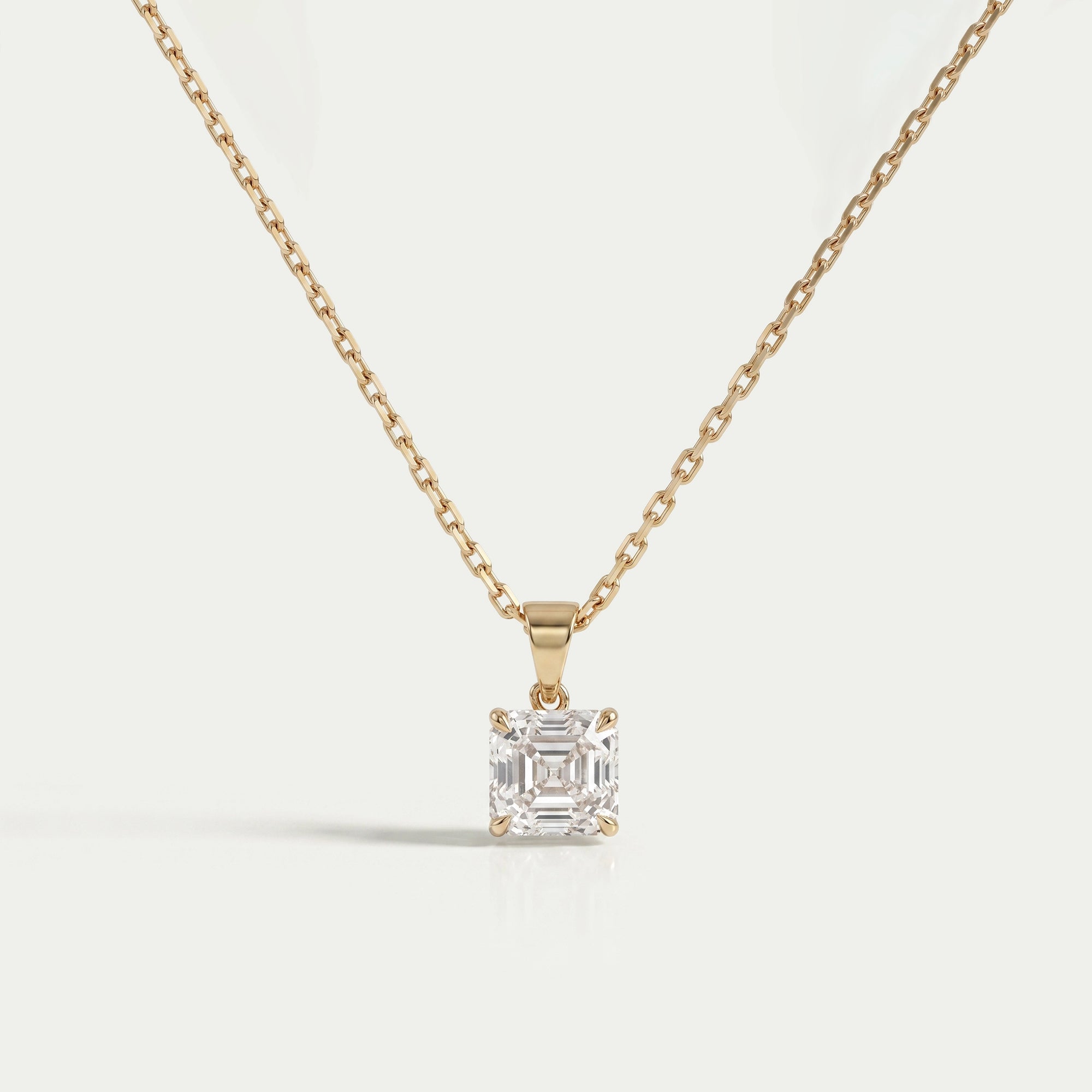 Asscher Lab Diamond Solitaire Pendant Necklaces