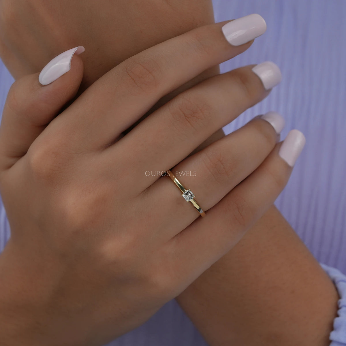 Asscher Cut Solitaire Diamond Promise Ring
