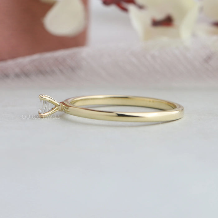 side view of asscher cut lab diamond solitaire promise ring