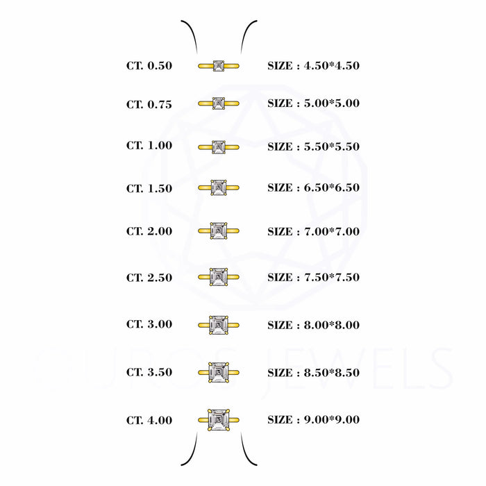 Bague de fiançailles diamant solitaire taille Asscher