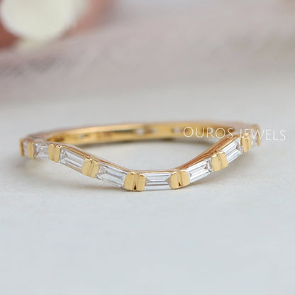 Baguette Cut Curved Eternity Band Rings