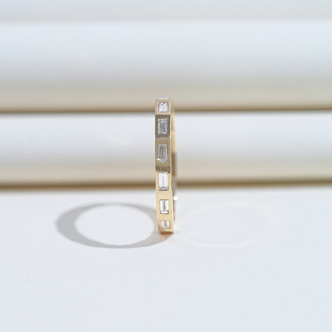 Baguette Cut Flush Set Eternity Wedding Band Rings