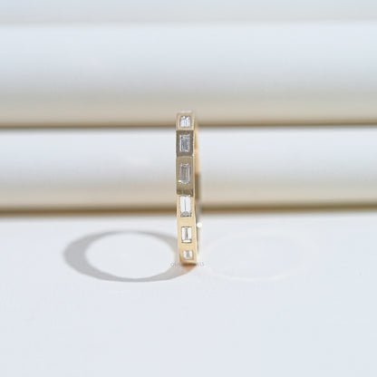 Baguette Cut Flush Set Eternity Wedding Band Rings