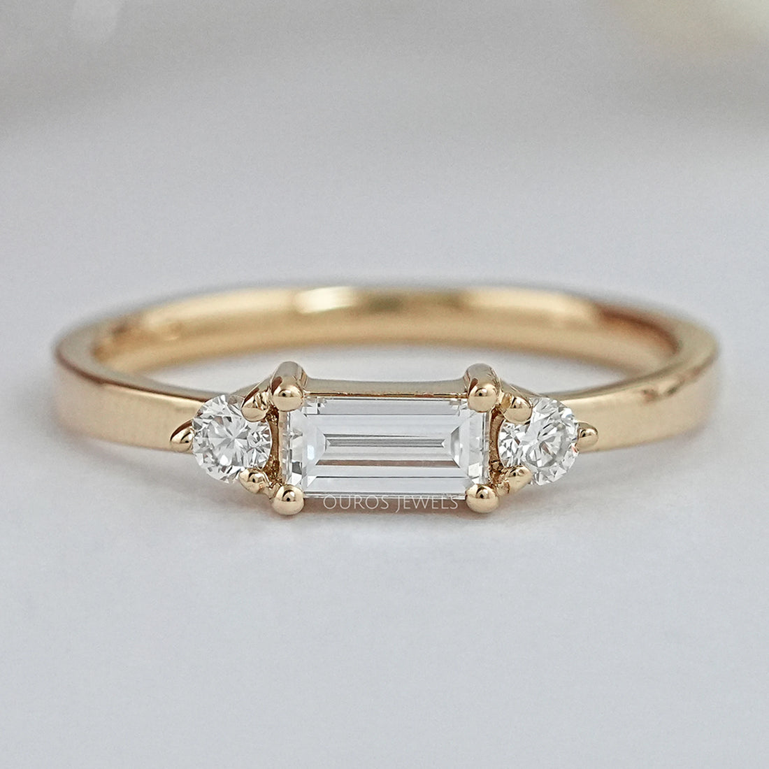 Baguette Cut Lab Diamond Dainty Ring Ring