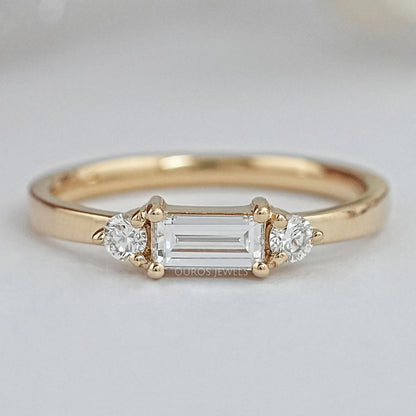 Baguette Cut Lab Diamond Dainty Ring Ring