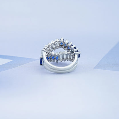 Double Row Sapphire Marquise Gemstone Enhancer Ring Rings