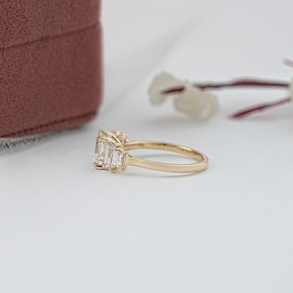 Asscher And Baguette Diamond Five Stone Engagement Ring Rings