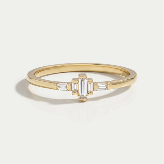 Baguette Cut Lab Diamond Dainty Ring