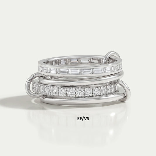 Baguette And Round Diamond Interlink Band Ring