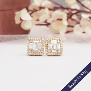 [Baguette Cut Studs Earrings]-[Ouros Jewels]