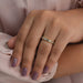 [A Women wearing Baguette Cut Eternity Band]-[Ouros Jewels]