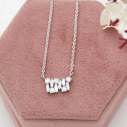 Multi Shape Lab Grown Diamond Cluster Pendant Necklaces
