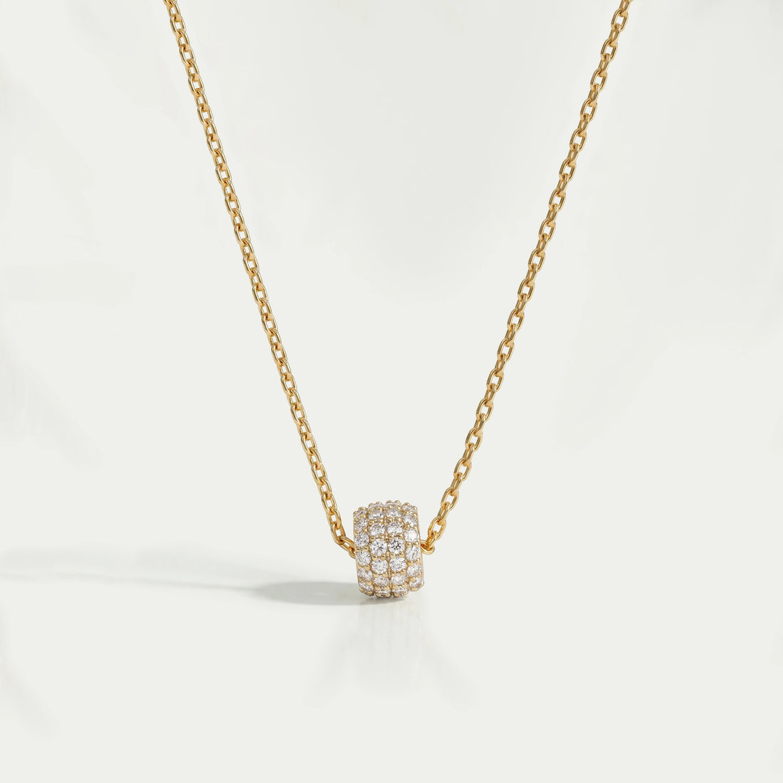 Round Lab Diamond Barrel Pendant Necklaces