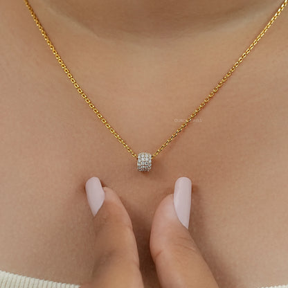 Round Lab Diamond Barrel Pendant Necklaces