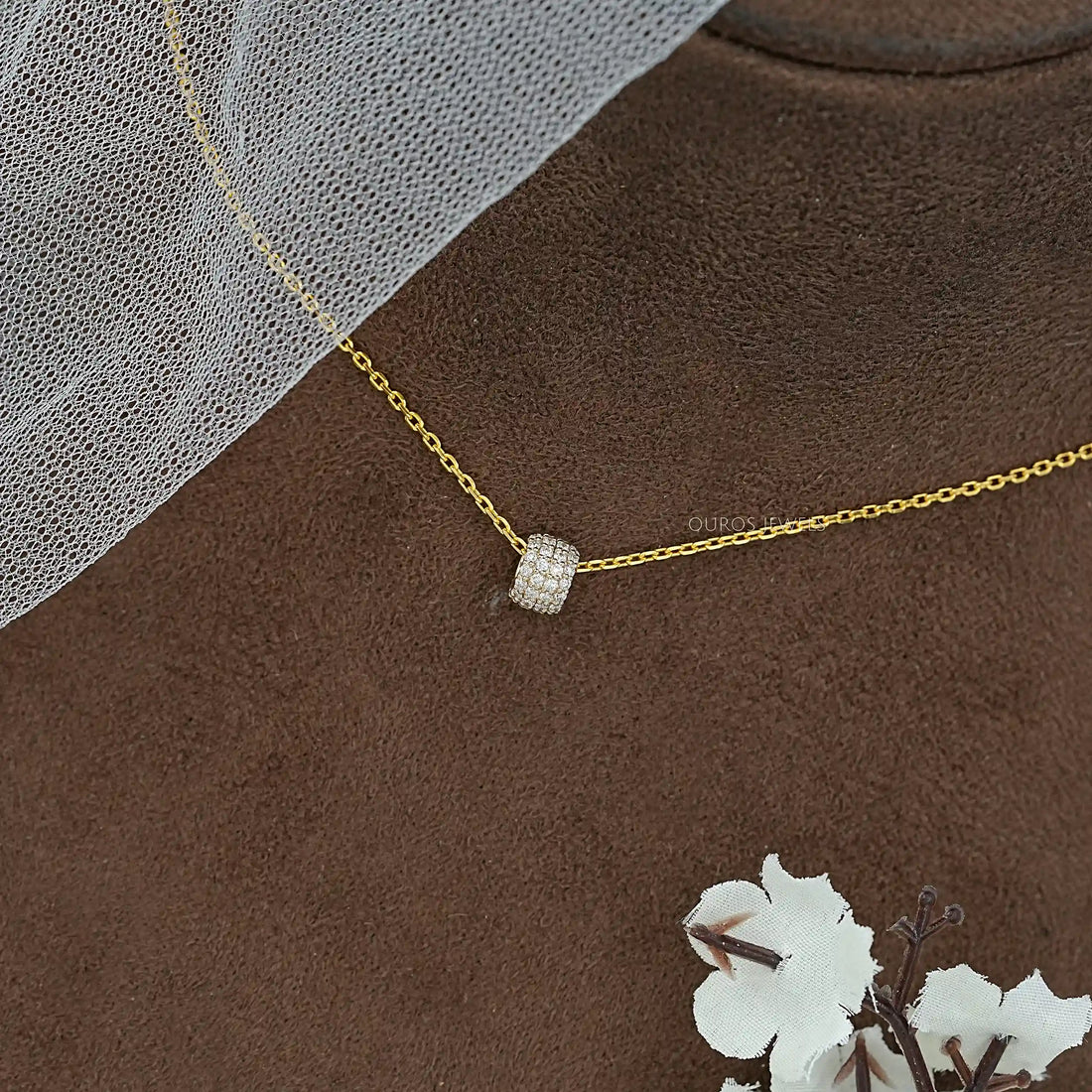 Round Lab Diamond Barrel Pendant Necklaces