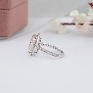 Fancy Pink Oval Cut Lab Diamond Halo Engagement Ring