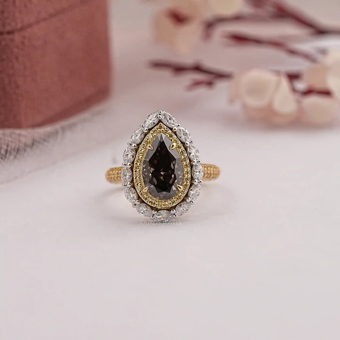 Pear Engagement Ring Double Halo