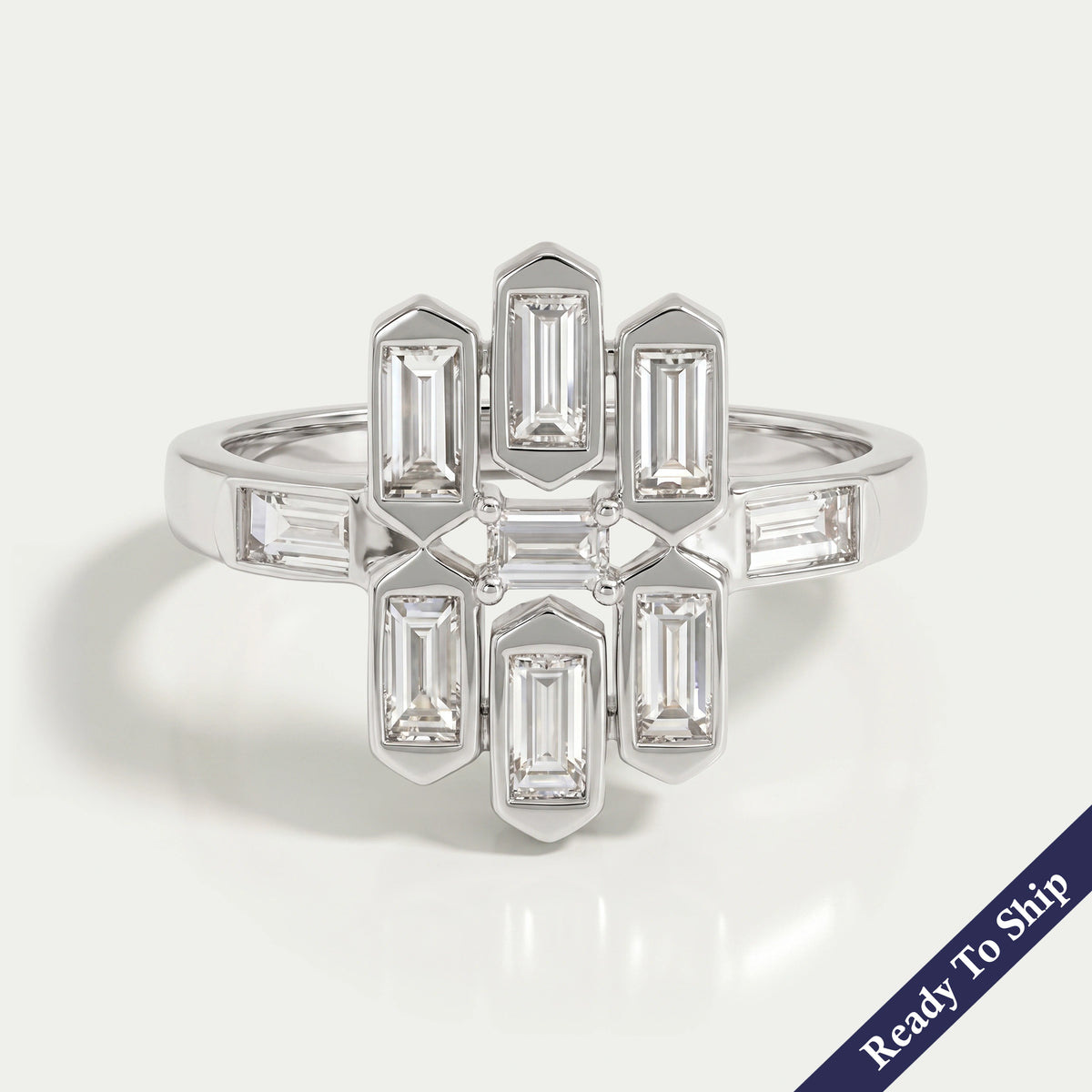 Bezel Set Baguette Cut Lab Grown Diamond Ring