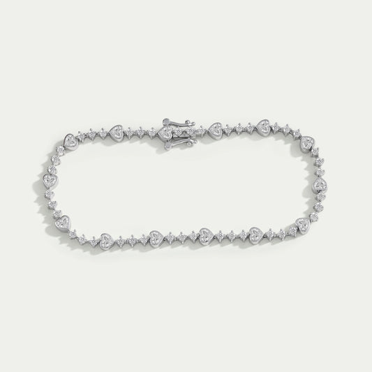 Heart And Round Diamond Bezel Set Bracelet