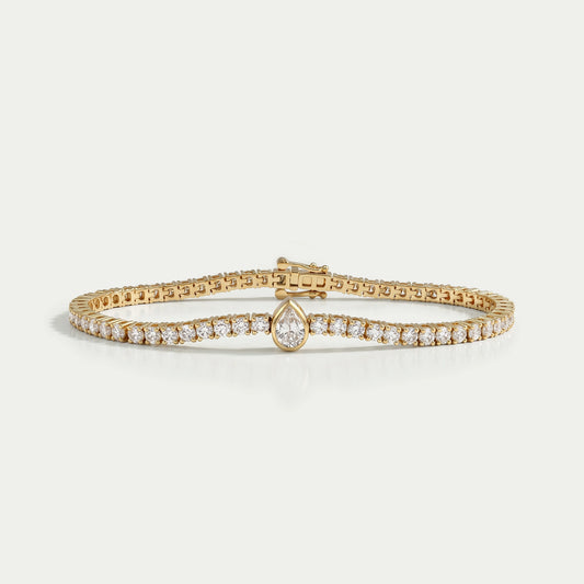 Bezel Pear Lab Grown Diamond Tennis Bracelet