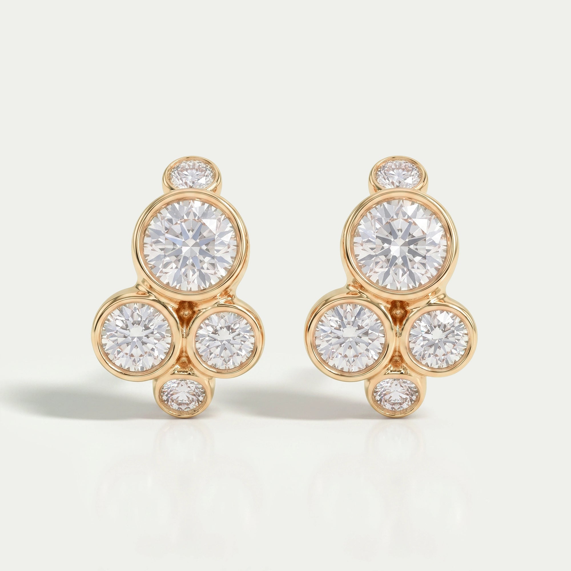 Round Lab Diamond Bezel Set Huggie Earrings