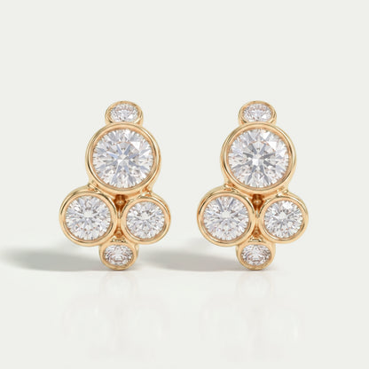 Round Lab Diamond Bezel Set Huggie Earrings