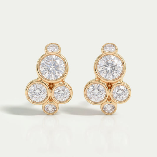 Round Lab Diamond Bezel Set Huggie Earrings