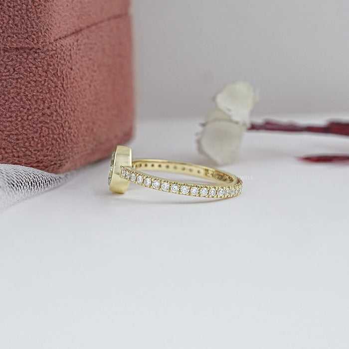 Bezel Set Lab Diamond Solitaire With Accent Ring