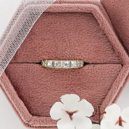 Bezel Set French Cut Diamond Half Eternity Band