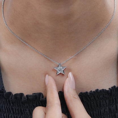 Pie Cut Diamond Star Shape Pendant Necklaces