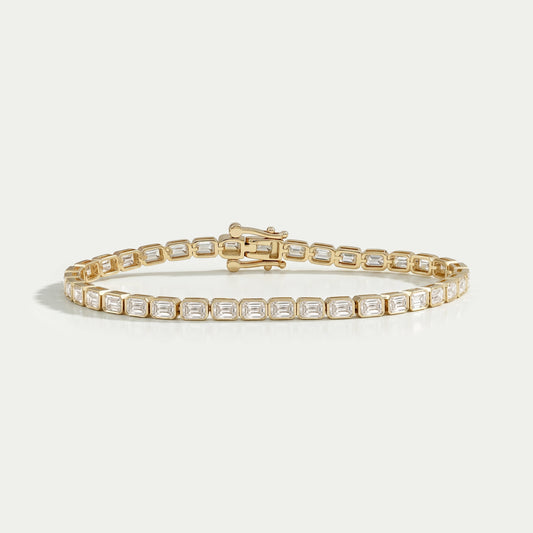East West Emerald Cut Lab Grown Diamond Tennis Bracelet Bracelet