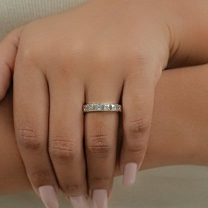 Bezel Set French Cut Diamond Half Eternity Band