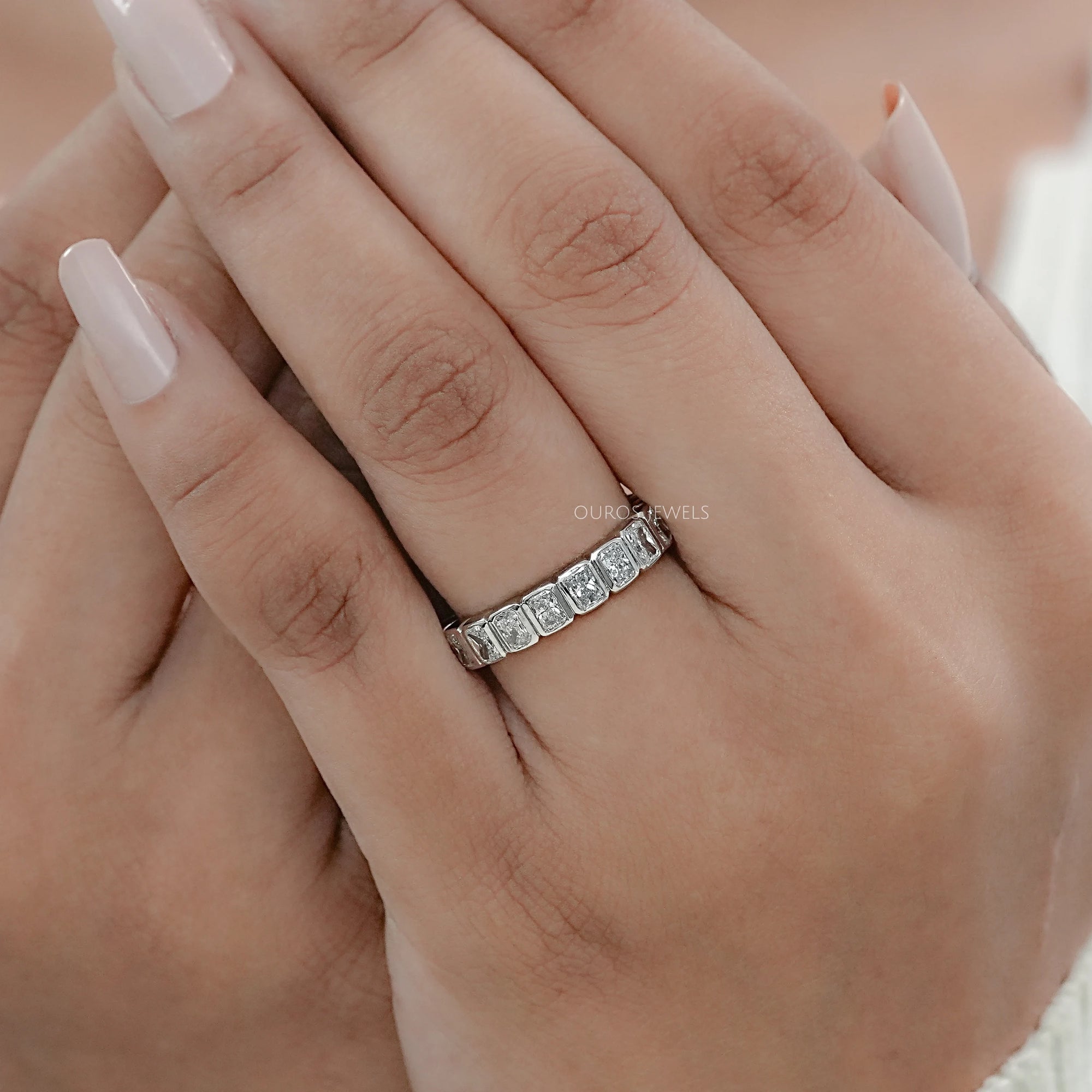Radiant Lab Diamond Bezel Set Wedding Band