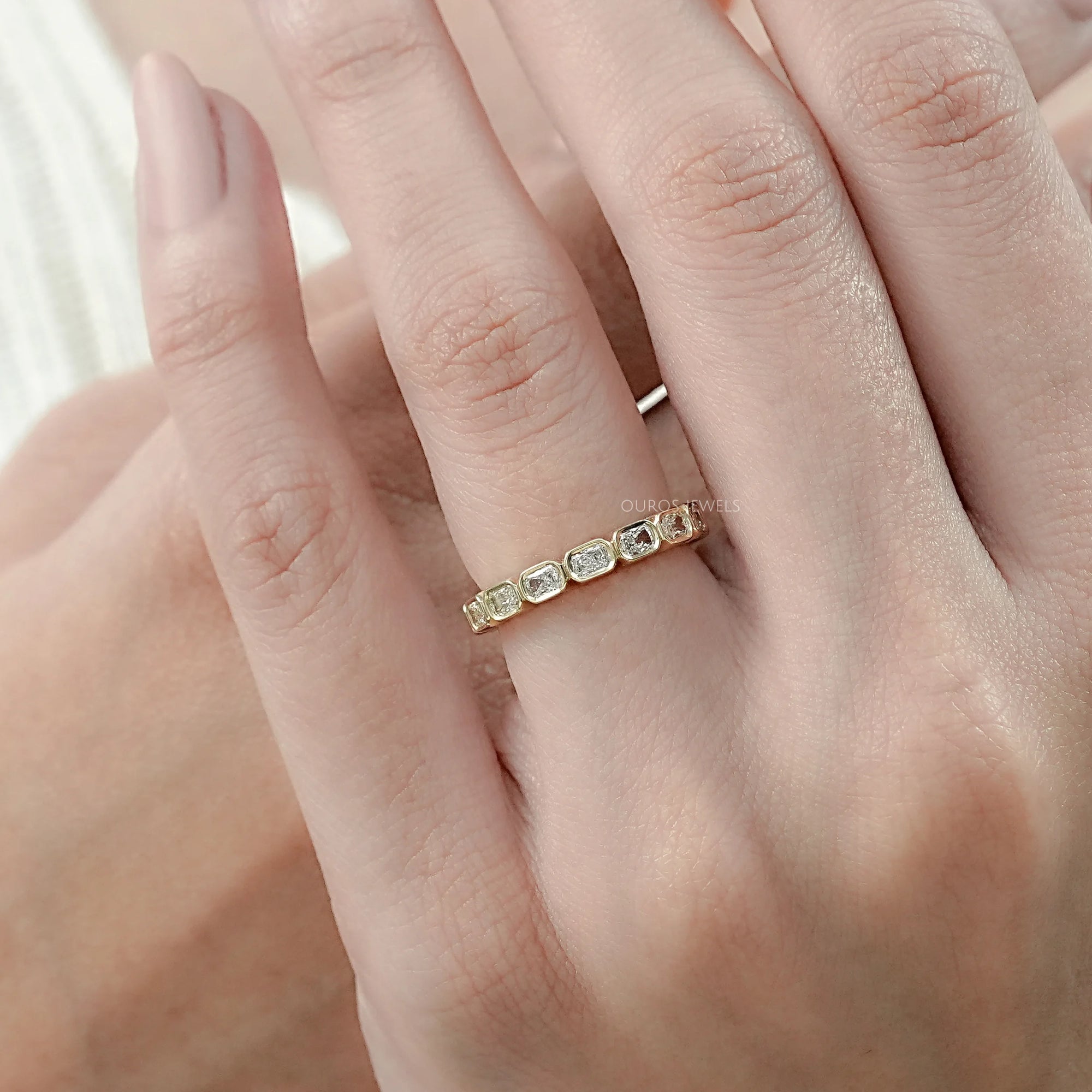 Radiant Lab Diamond Bezel Set Wedding Band
