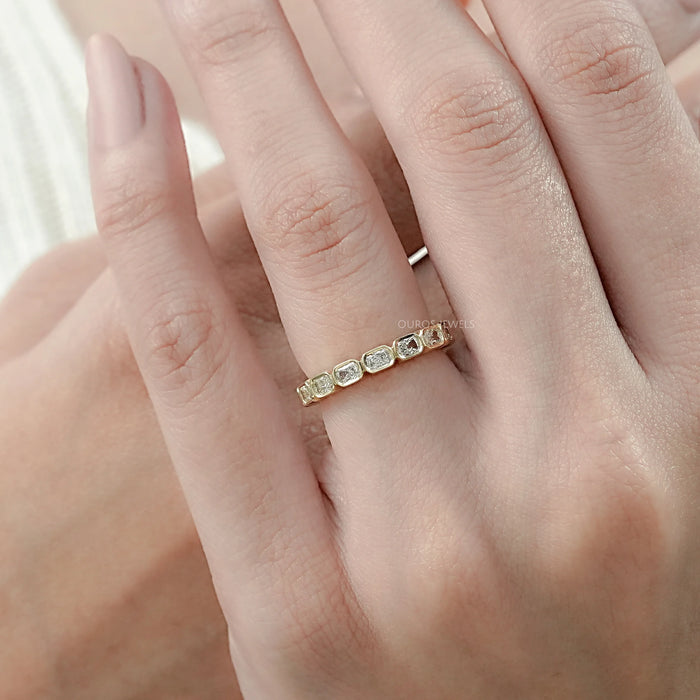 East West Radiant Lab Diamond Bezel Set Wedding Band