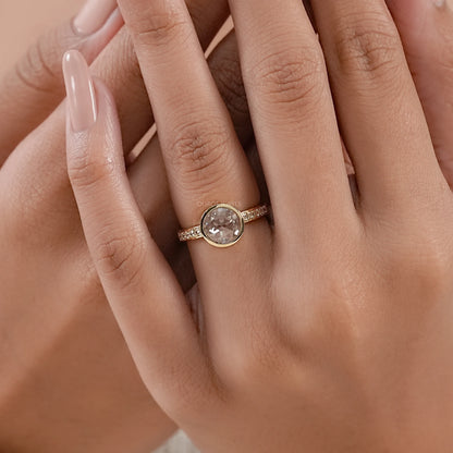 Rose Cut Round Accent Diamond Engagement Ring
