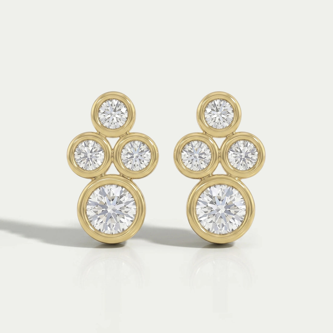 Round Diamond Bezel Set Stud Earrings Earring
