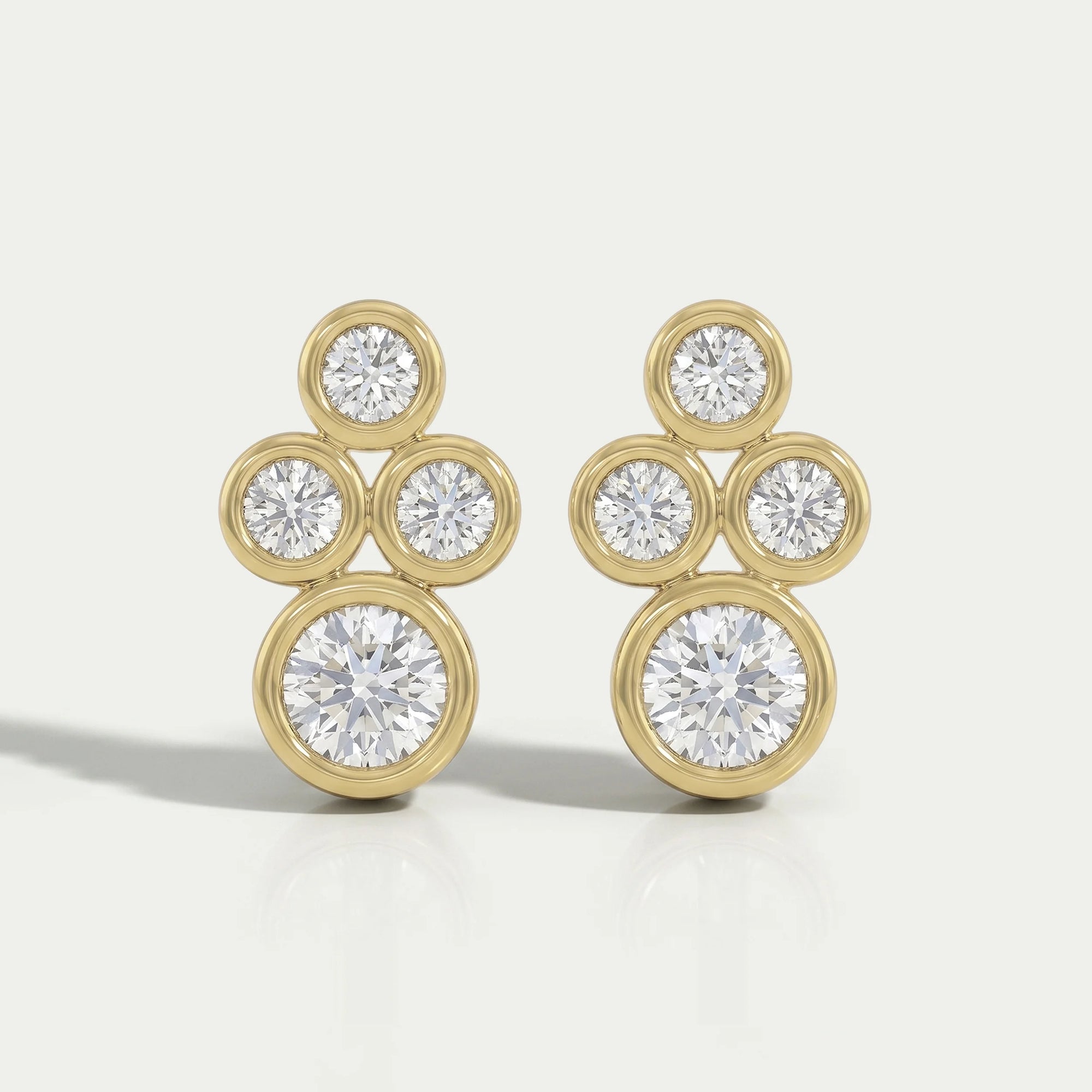 Round Diamond Bezel Set Stud Earrings Earring