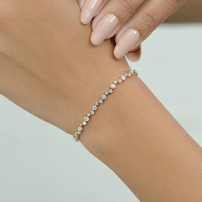 Bezel Set Bubble Diamond Tennis Bracelet Bracelet