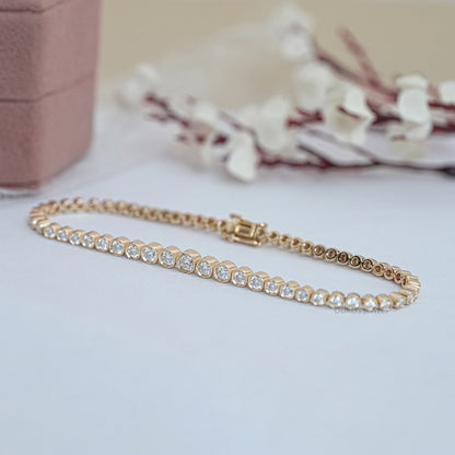 Classic Round Bezel Lab Diamond Tennis Bracelet Bracelet