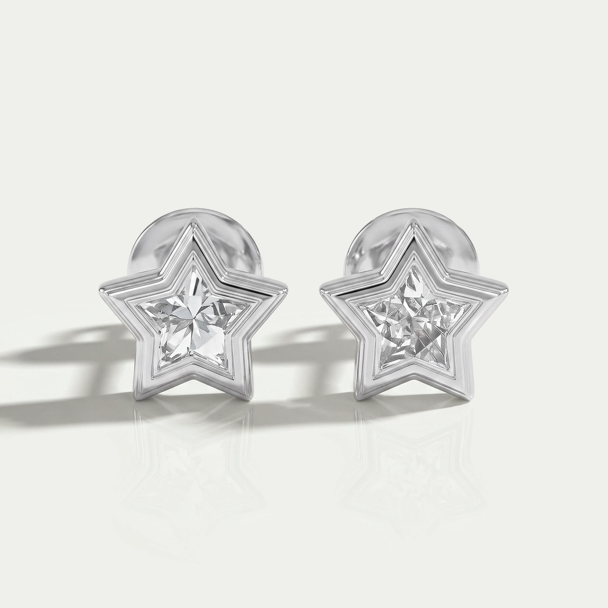 Bezel Set Star Cut Lab Diamond Stud Earring