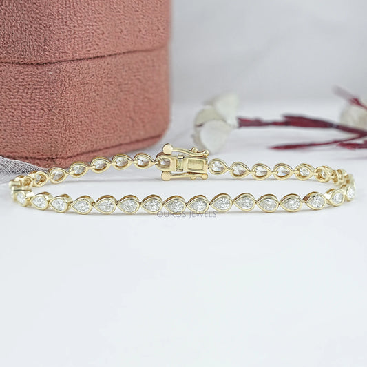 Pear Diamond Tennis Bracelet - East West Set Bezel Set Bracelet