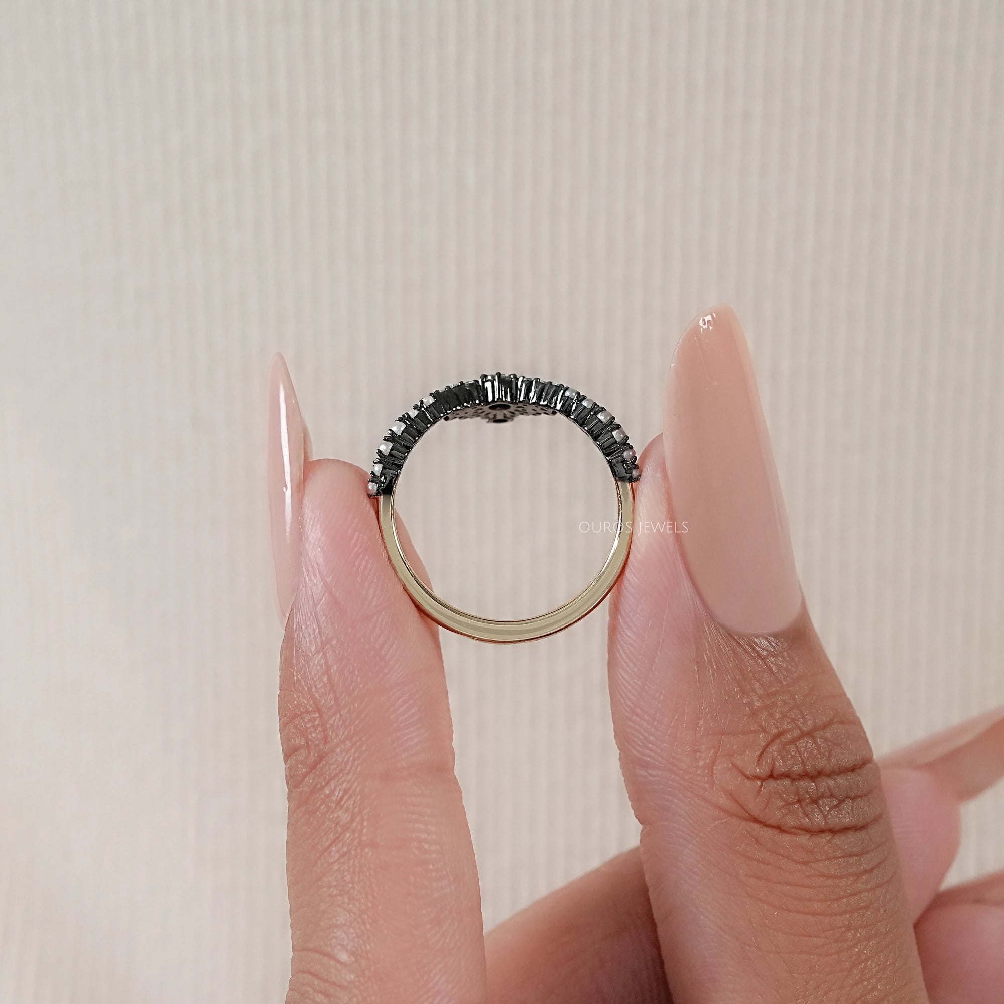 Rose Cut Round Diamond Cluster Curved Ring
