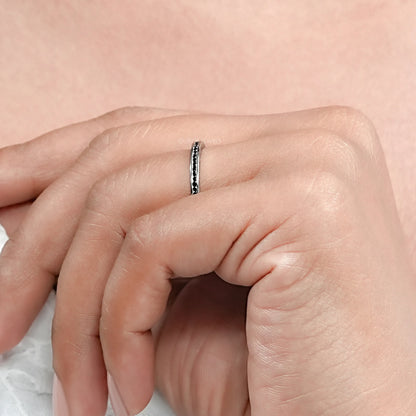 Black Round Lab Diamond channel Set Half Eternity Ring Rings